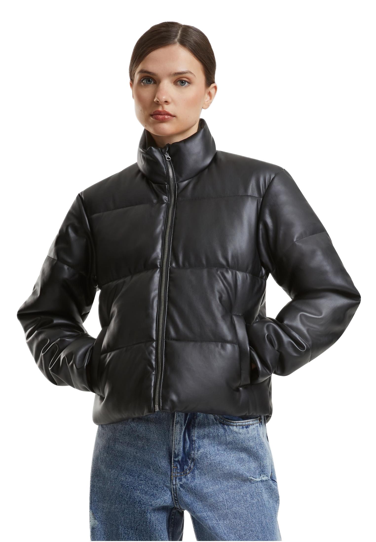 Γυναικείο Μπουφάν Puffer από Συνθετικό Δέρμα TB7073-00007 Urban Classics Black