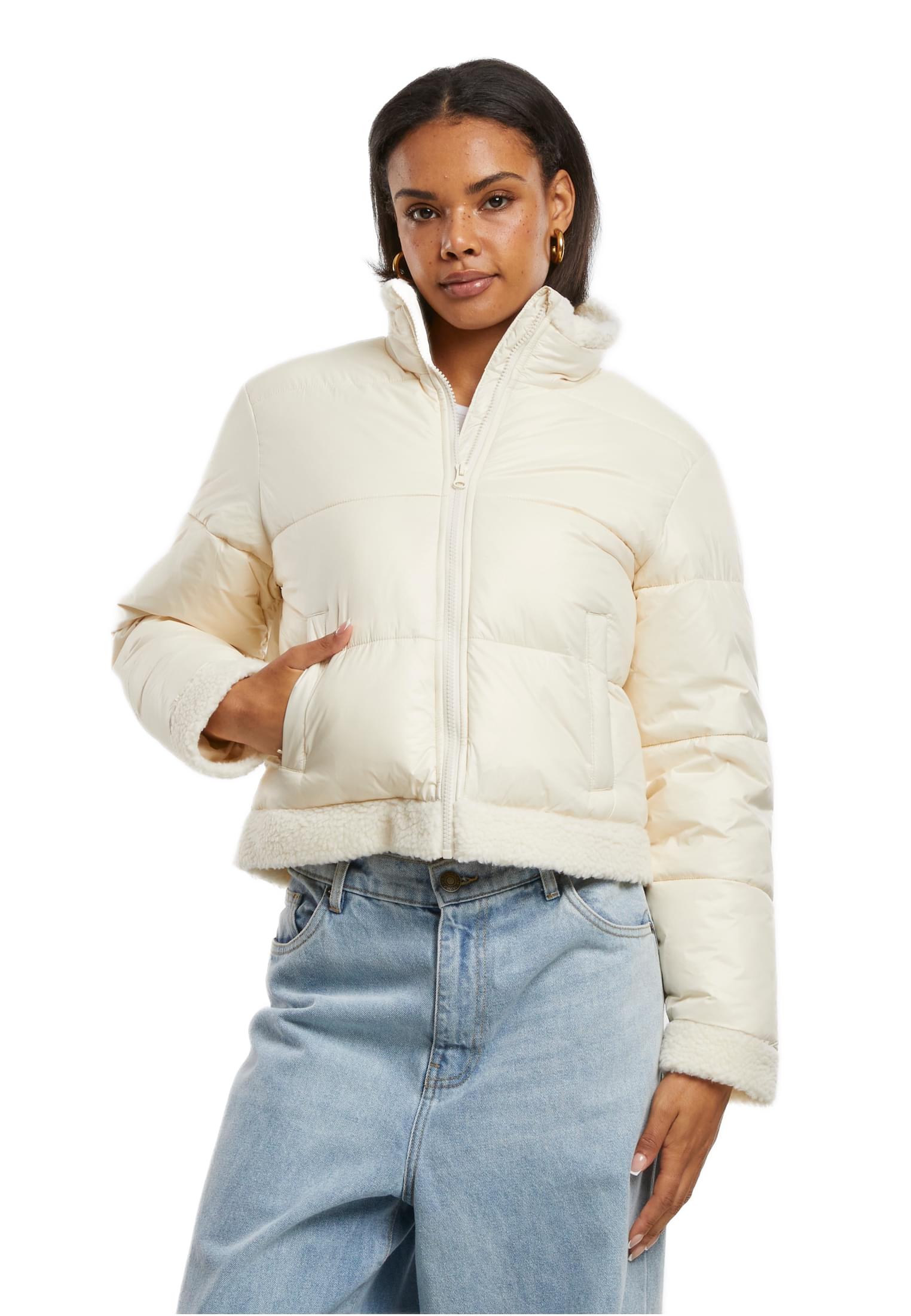 Γυναικείο Μπουφάν Puffer TB7074 Urban Classics Sherpa Shiny Recycled Whitesand/Whitesand