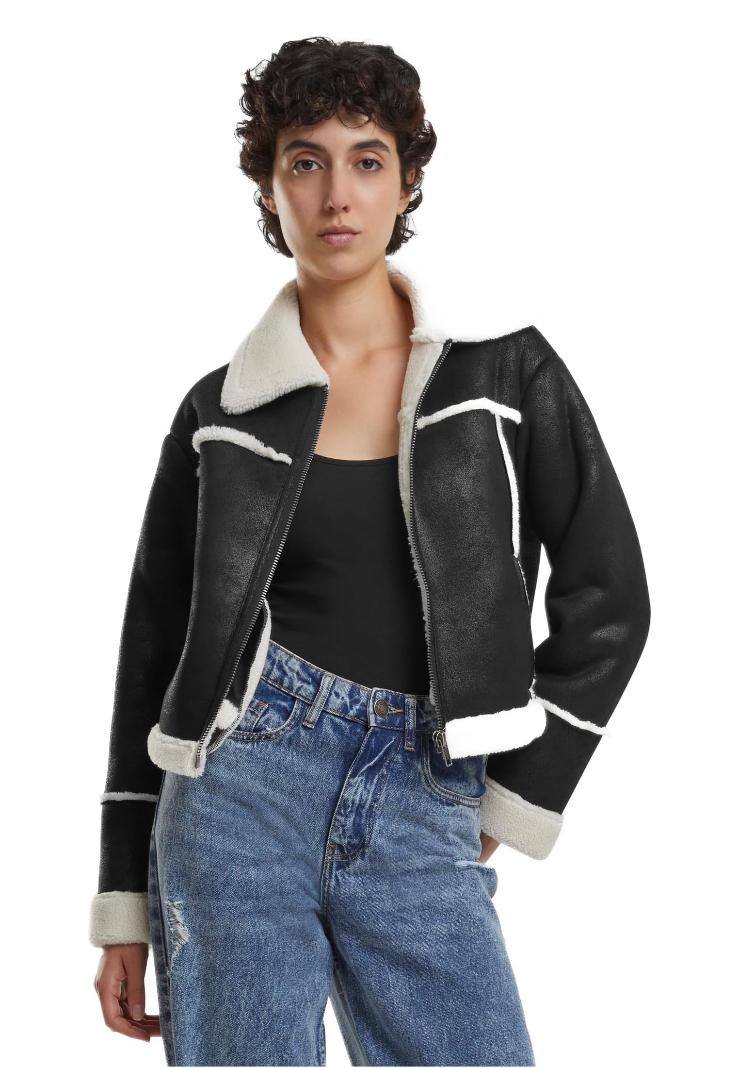 Γυναικείο Μπουφάν Shearling TB7076-03275 Urban Classics black/whitesand