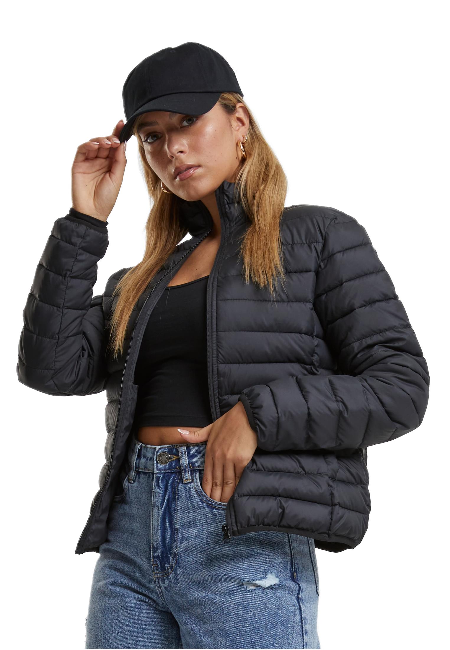 Ladies Ultra Light Puffer Jacket Urban Classics TB7155-00007 Black