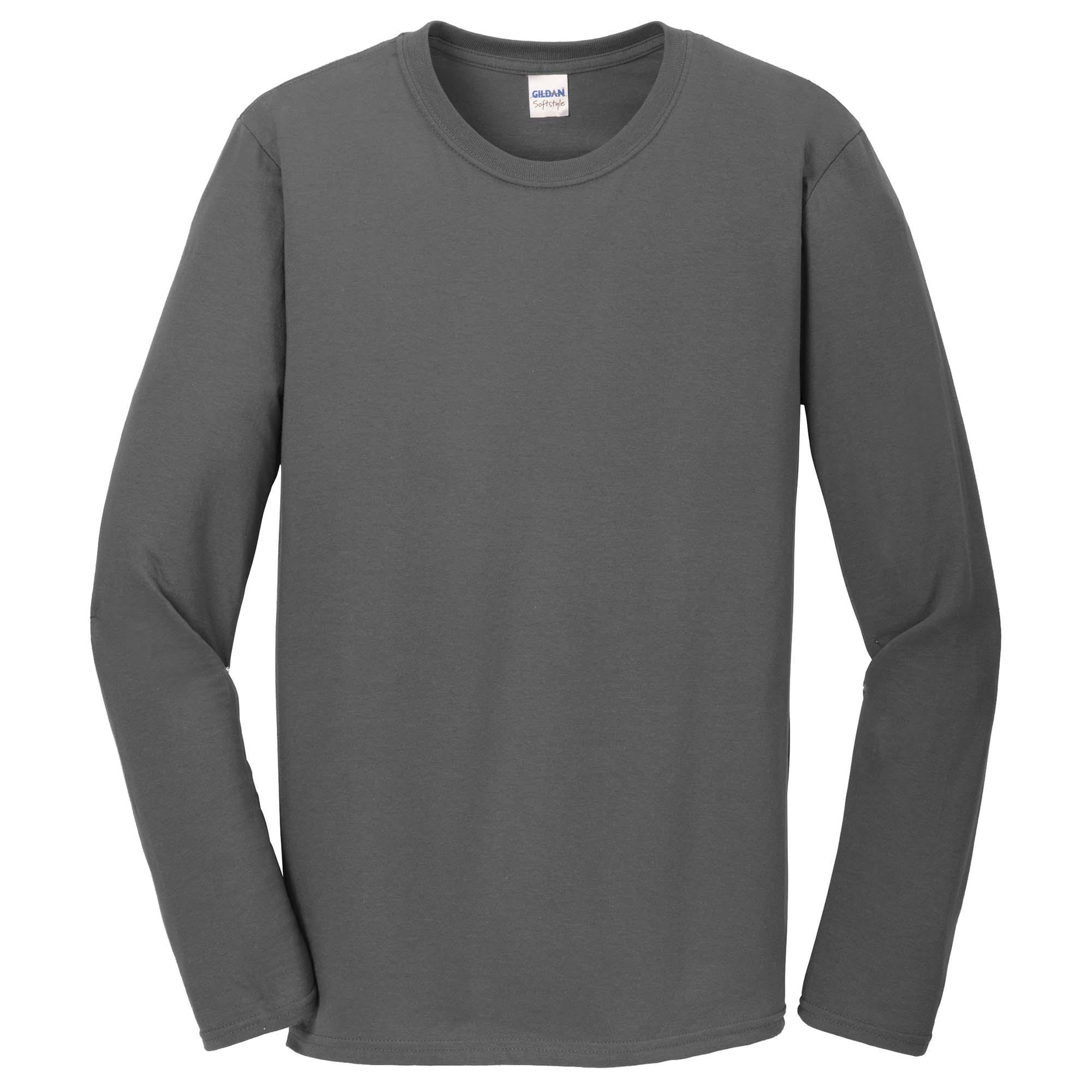 Μακρυμάνικο T-Shirt 64400 Gildan Softstyle Charcoal ανδρικά Basic T-Shirts Simple Wear Μπλουζάκια κοντομάνικα