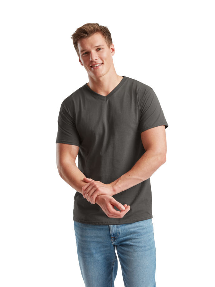 T-Shirt V-Neck 61-066-0 Fruit of the Loom Valueweight Light Graphite
