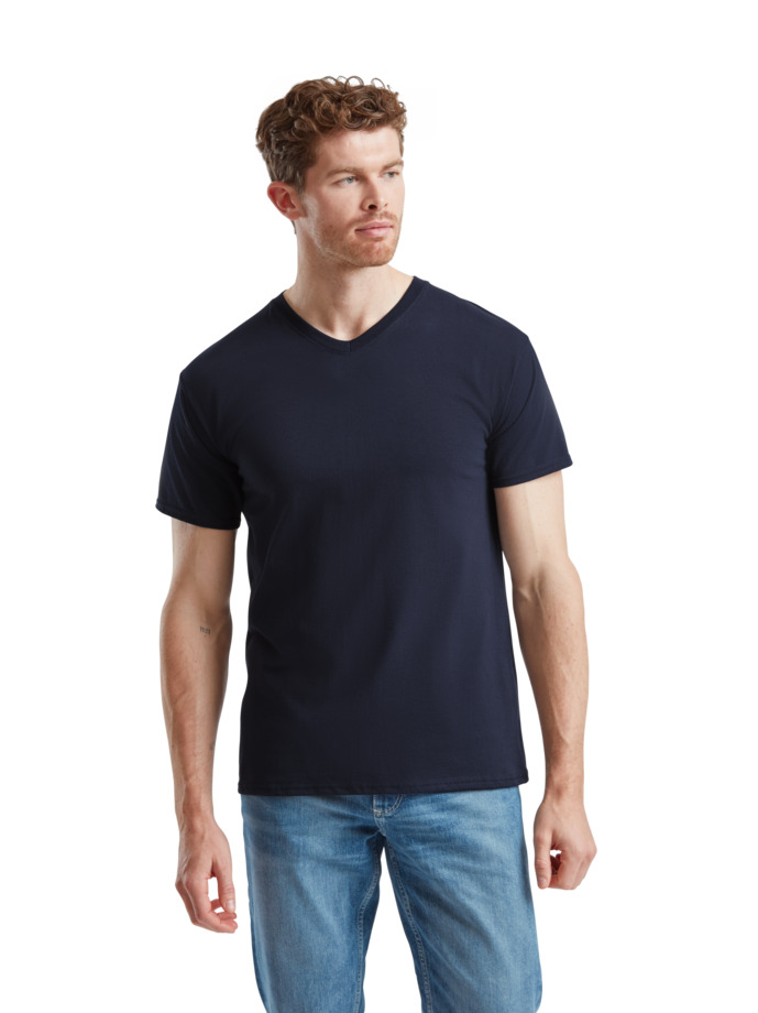 T-Shirt V-Neck 61-066-0 Fruit of the Loom Valueweight Navy