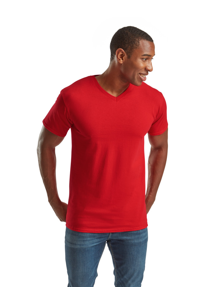 T-Shirt V-Neck 61-066-0 Fruit of the Loom Valueweight Red