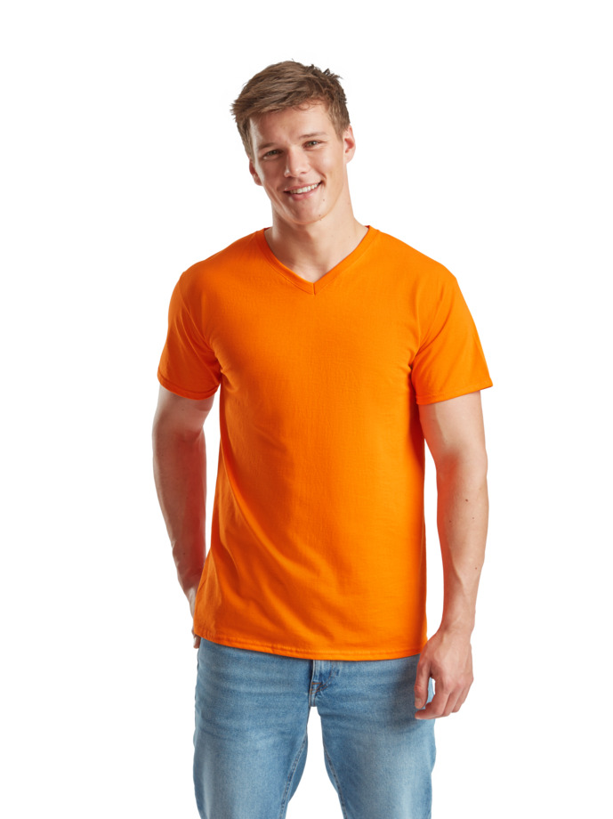 T-Shirt V-Neck 61-066-0 Fruit of the Loom Valueweight Πορτοκαλί