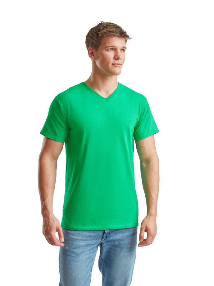 T-Shirt V-Neck 61-066-0 Fruit of the Loom Valueweight Kelly Green