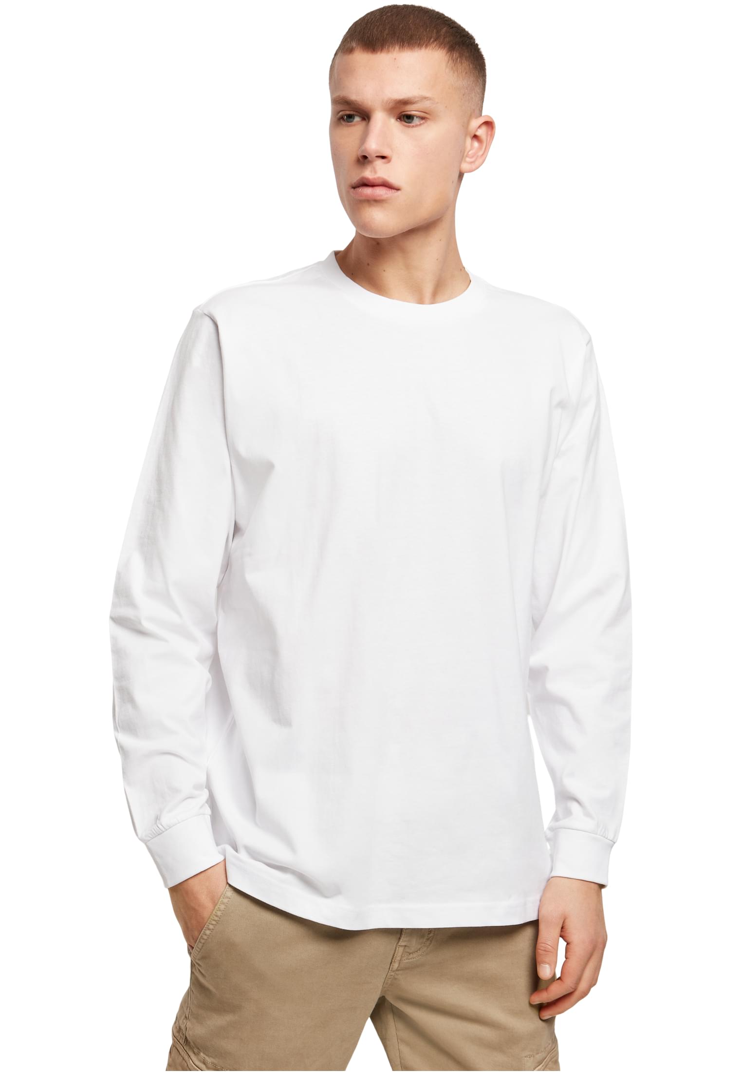 Μακρυμάνικη Μπλούζα BY091 Build Your Brand Longsleeve With Cuffrib White