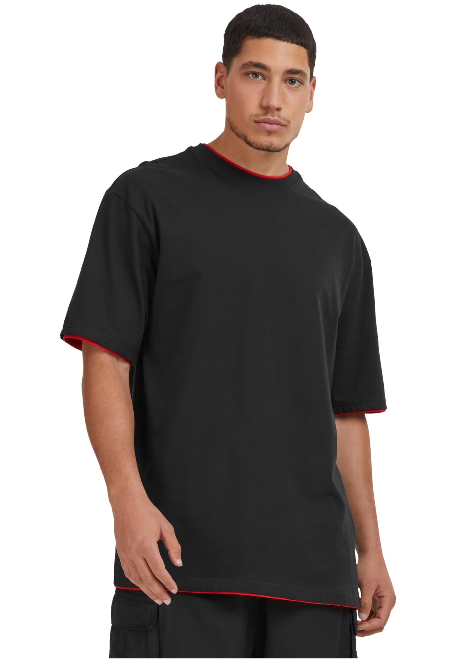 T-Shirt Contrast Tall Tee TB029A Urban Classics Black/Red Μαύρο/Κόκκινο