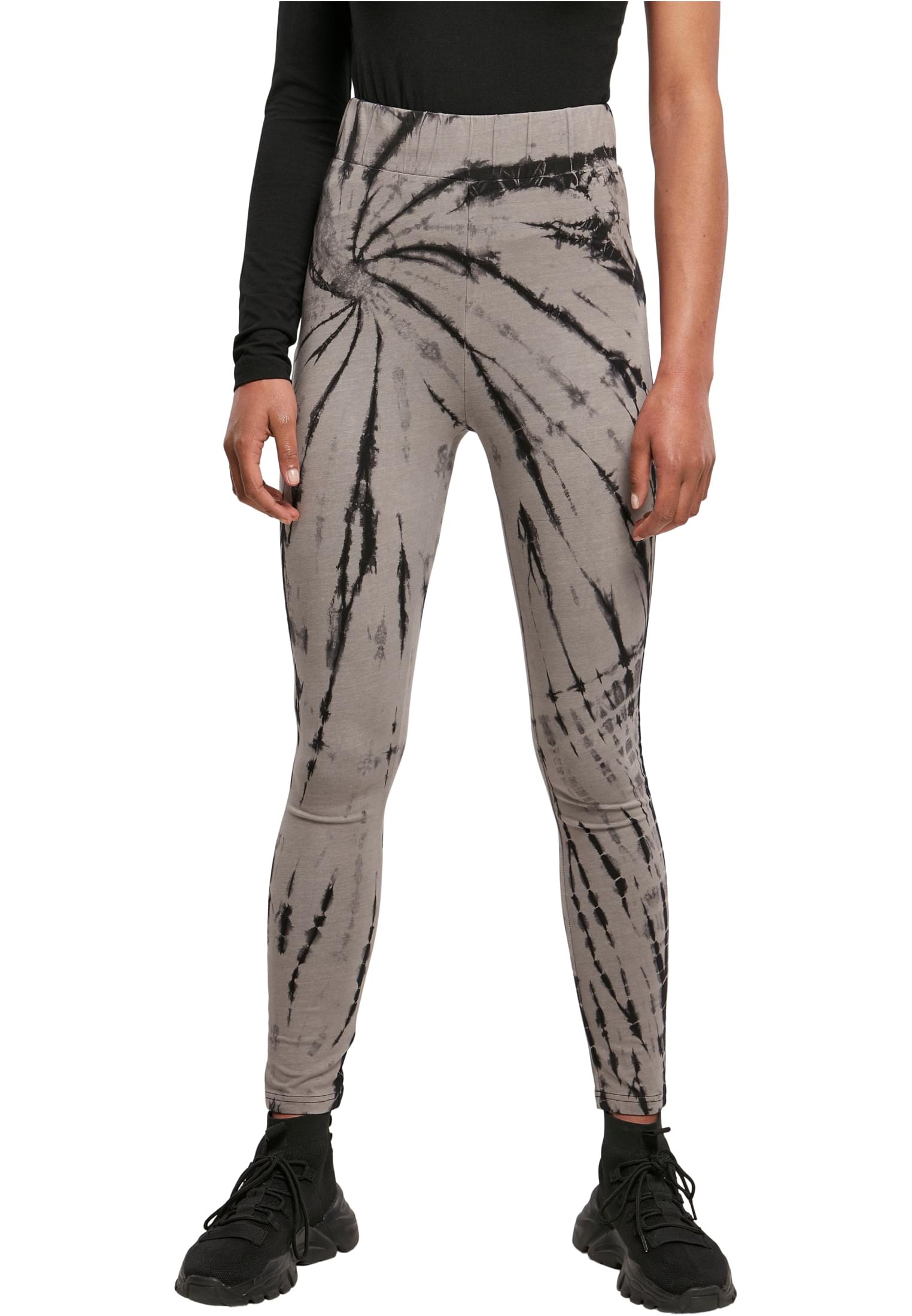 Γυναικείο Κολάν Ψηλόμεσο Tie Dye TB3656 Urban Classics Black/Asphalt