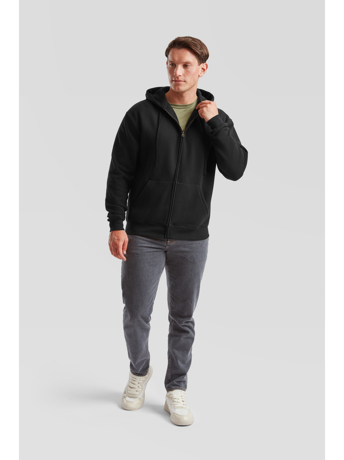 Zip Hoodie Φούτερ 62-034-0 Fruit Of The Loom Black ανδρικά Simple Wear
