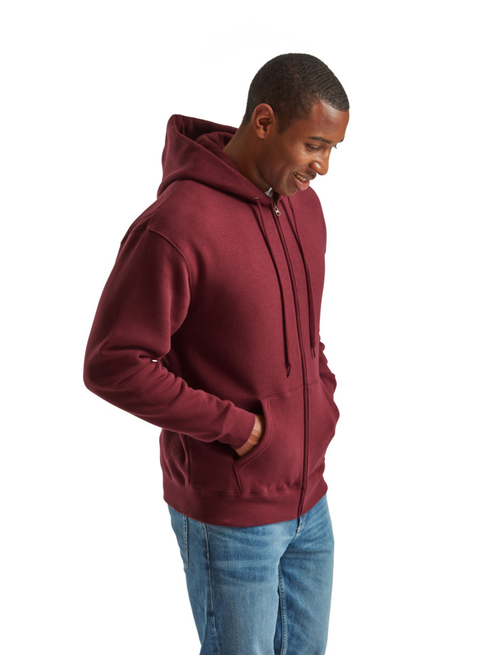 Zip Hoodie Φούτερ 62-034-0 Fruit Of The Loom Burgundy ανδρικά Simple Wear