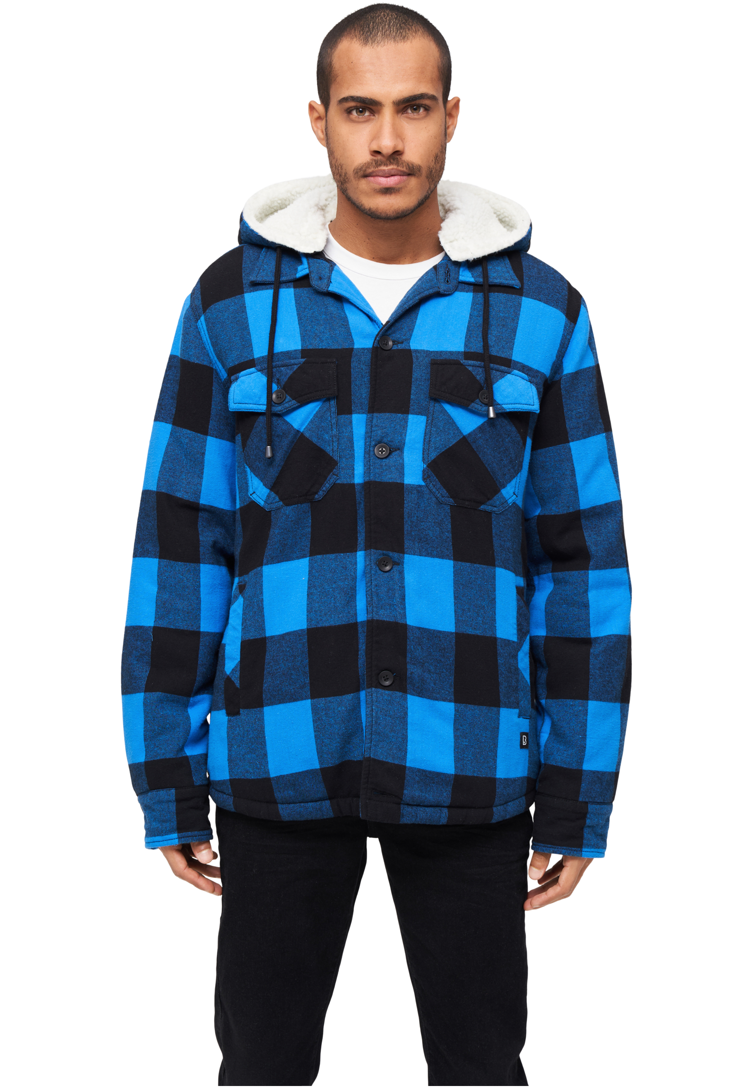 Ανδρικό Πουκάμισο Lumberjacket BD3172 Brandit με Κουκούλα Black/Blue