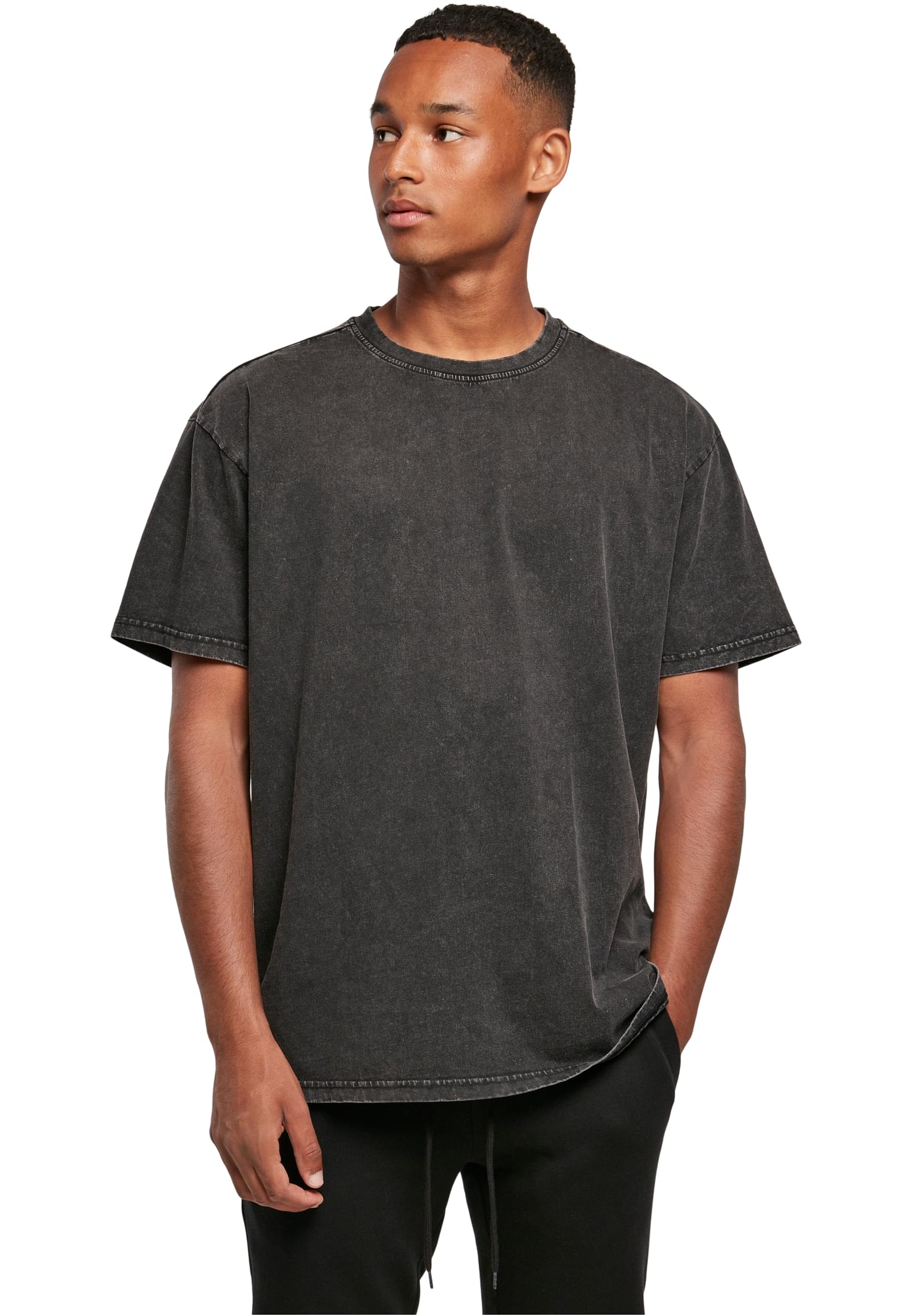 Ανδρικό Oversized T-Shirt Acid Washed BY189 Build Your Brand Black
