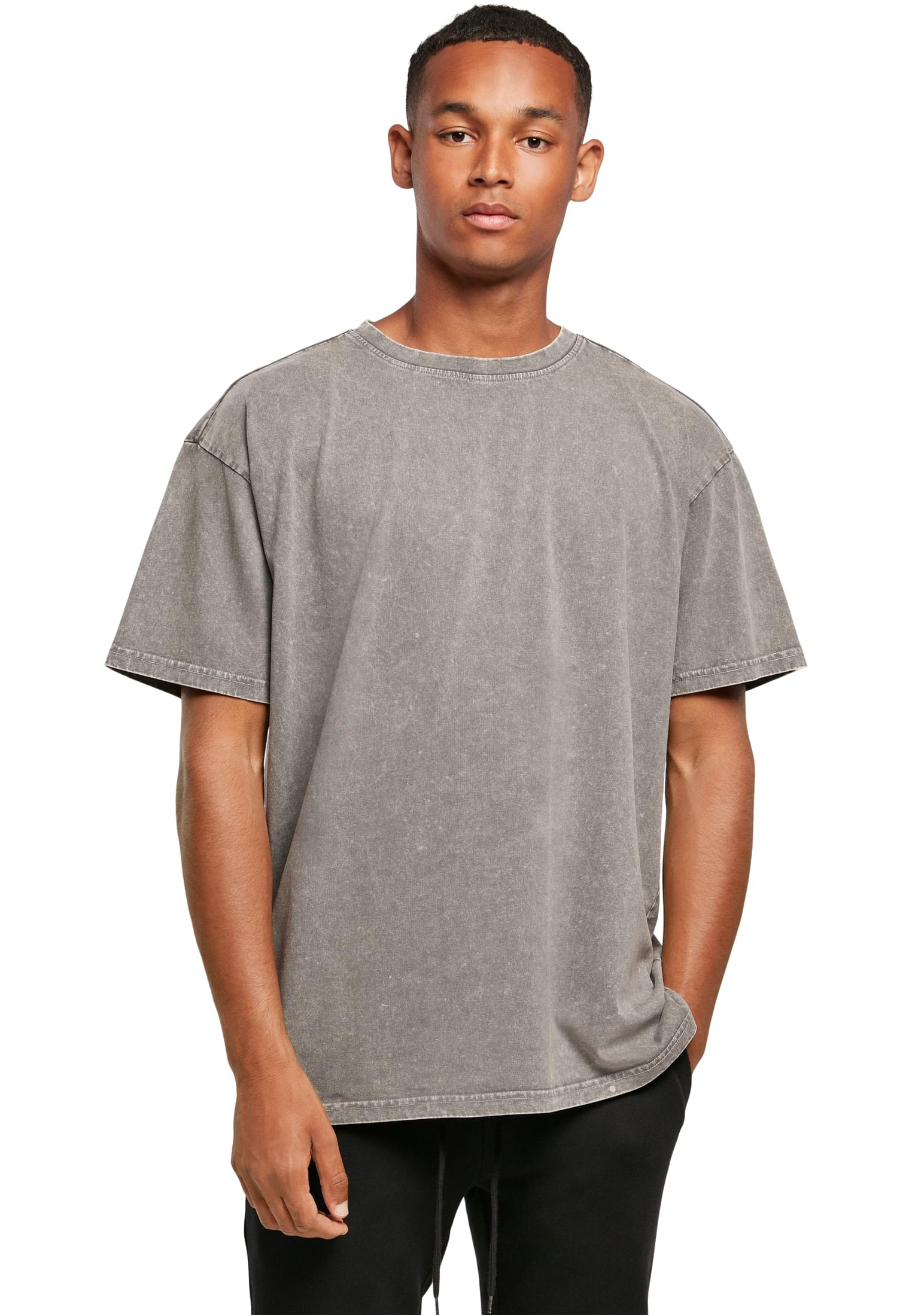 Ανδρικό Oversize T-Shirt BY189-02726 Build Your Brand Acid Washed Heavy Asphalt
