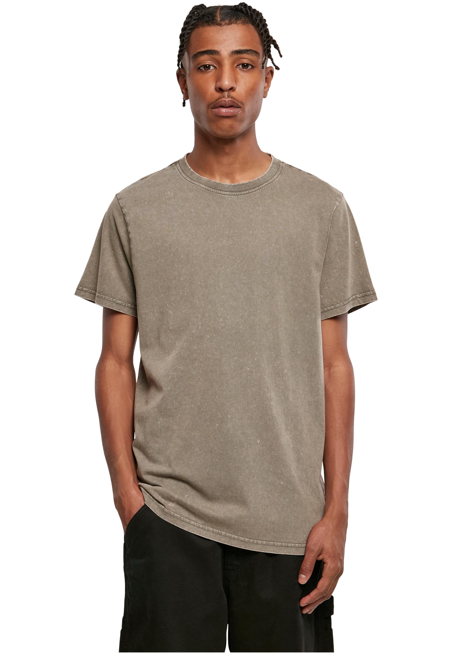 Ανδρικό T-Shirt Acid Washed Round Neck BY190 Build Your Brand Dark Khaki darkkhaki
