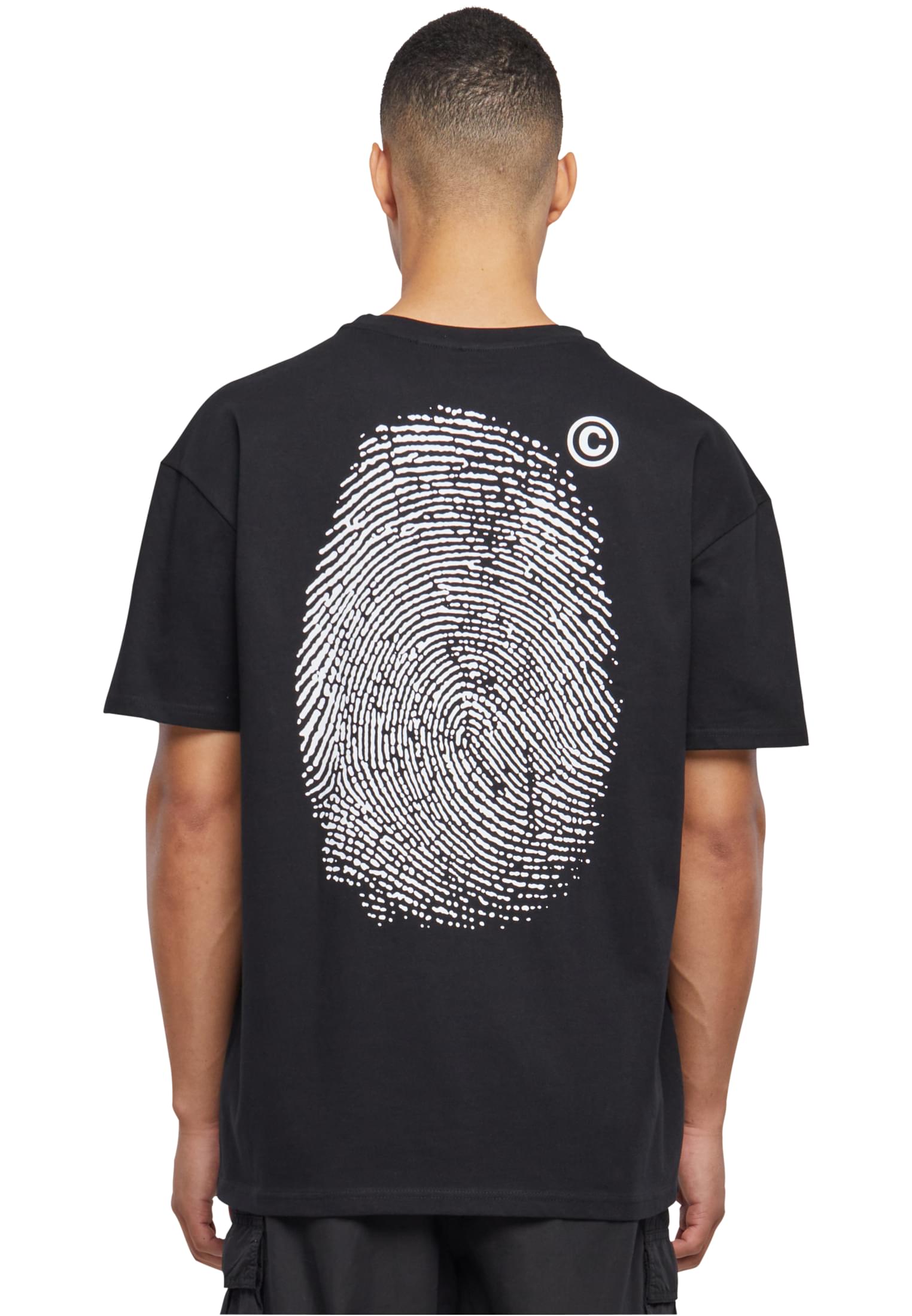 Fingerprint Oversize Tee Mister Mt2546-00007 Black ανδρικά Basic T-Shirts Simple Wear Μπλουζάκια κοντομάνικα