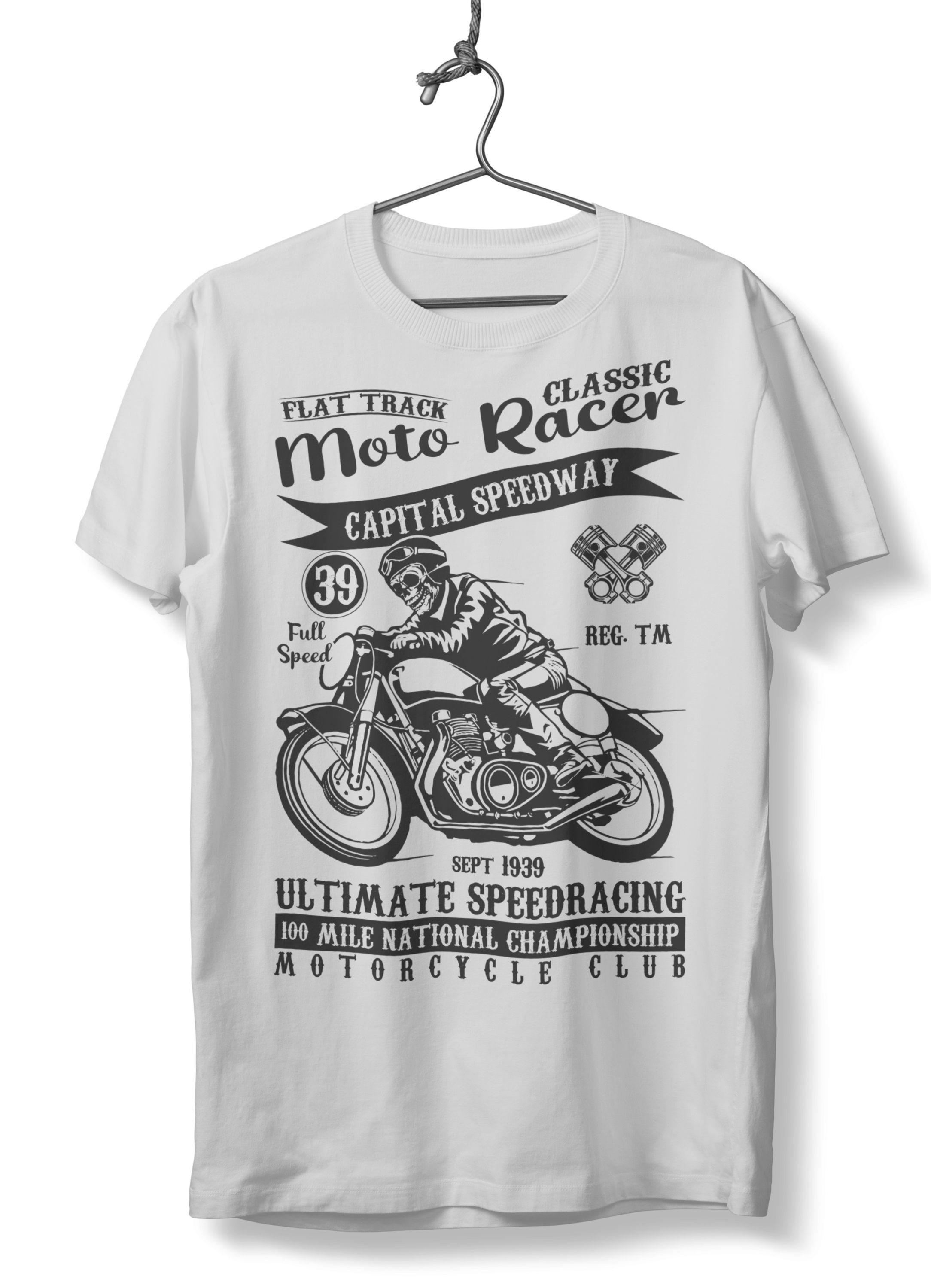 T-Shirt Moto Racer Pop Culture White