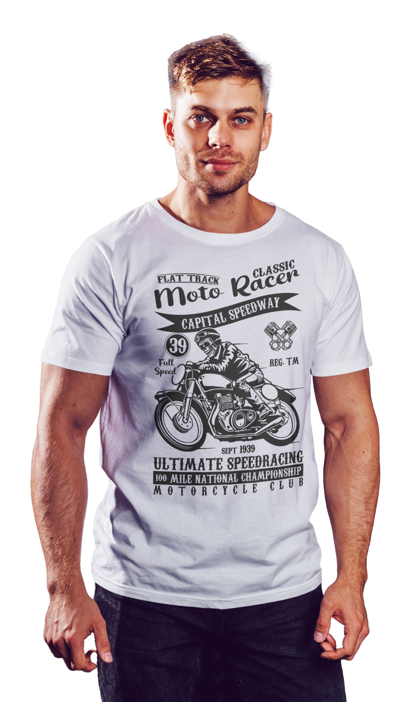 T-Shirt Moto Racer Pop Culture White ανδρικά Basic T-Shirts Simple Wear Μπλουζάκια κοντομάνικα