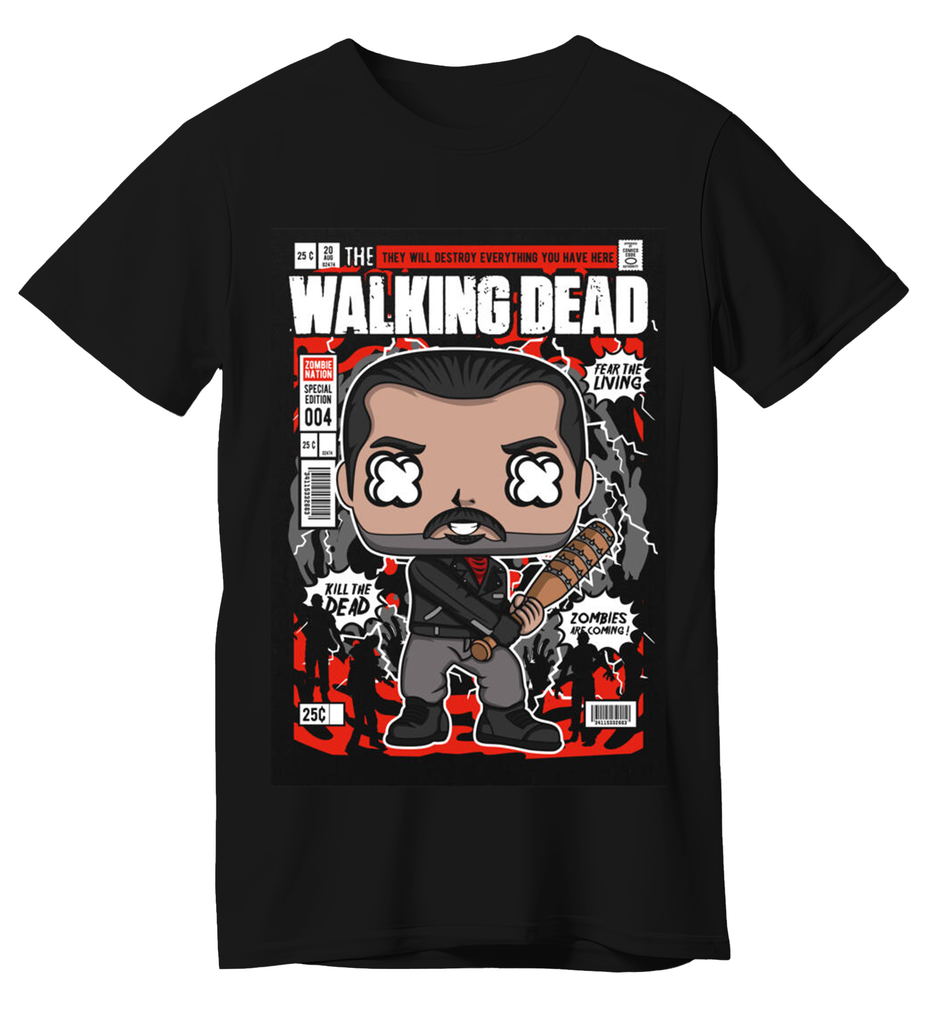 T-Shirt Negan Walking Dead Pop Culture Black