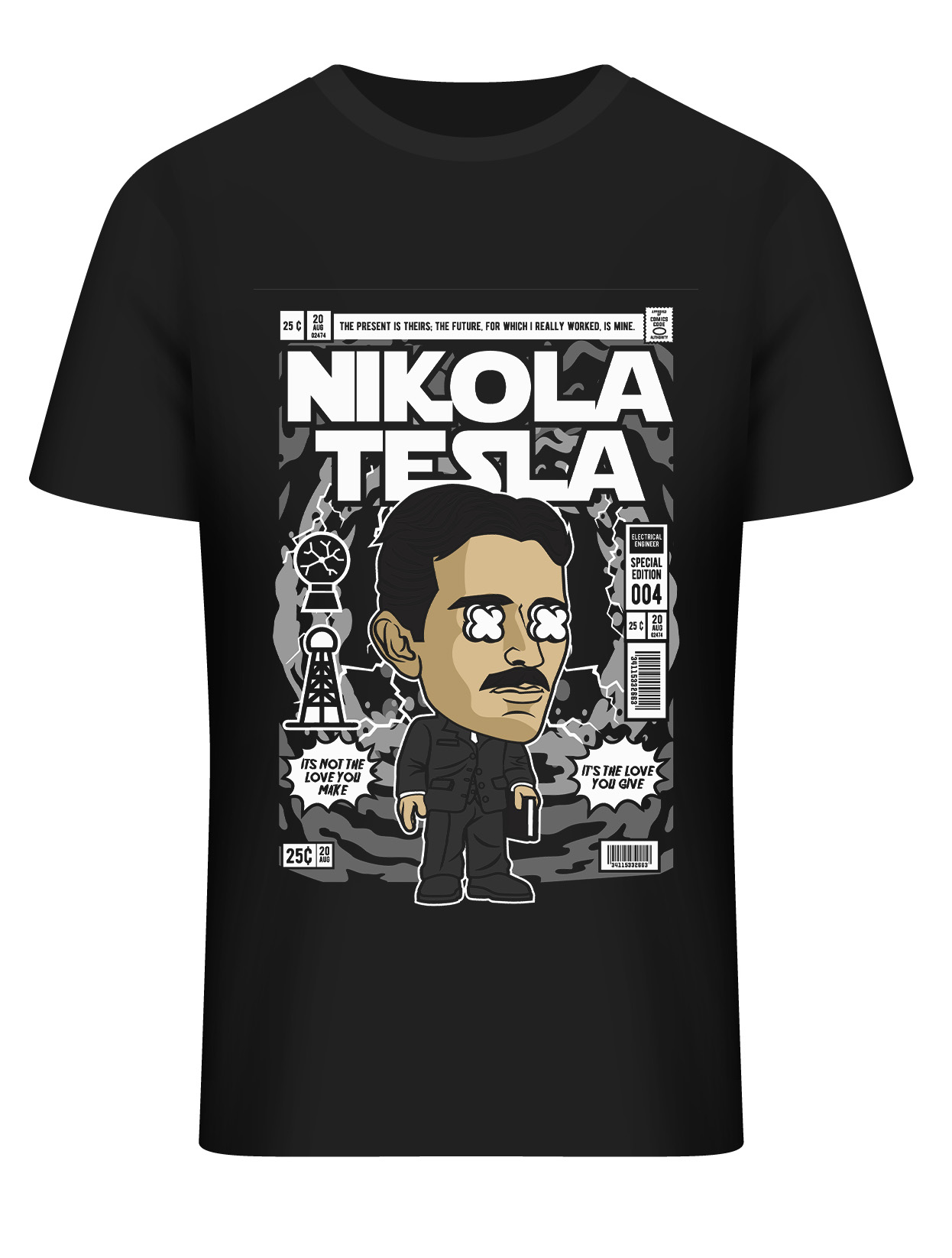 T-Shirt Nikola Tesla Pop Culture Black