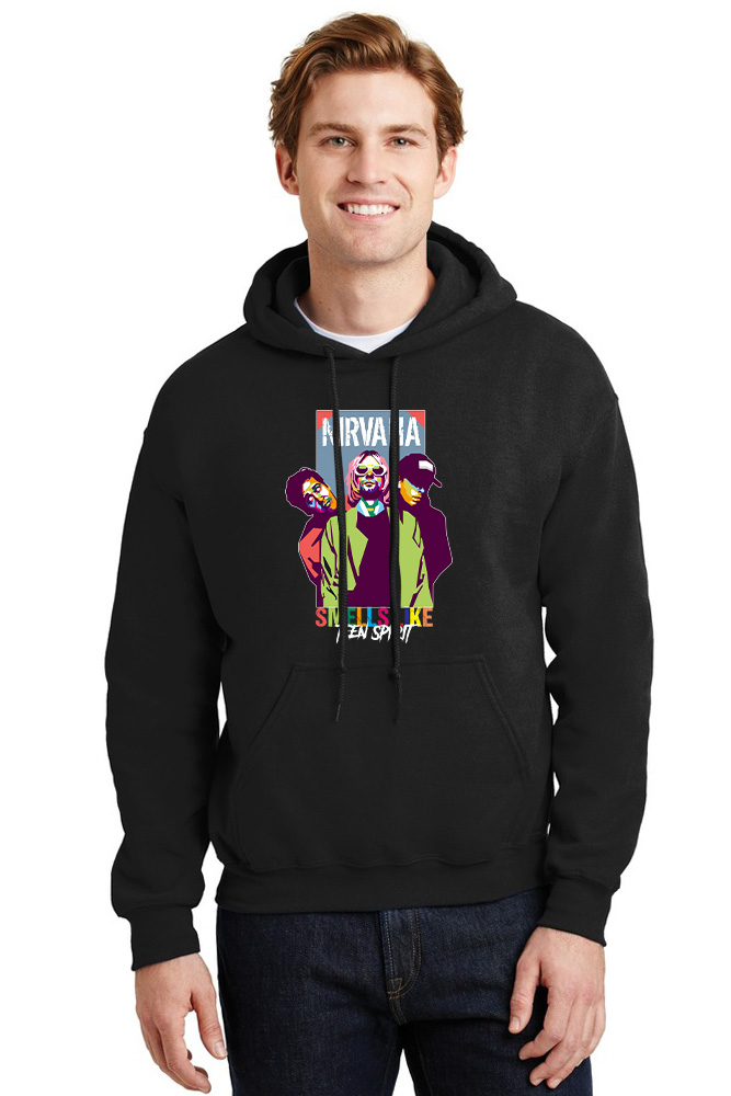Hoodie Nirvana Art1 Rock Avenue Black ανδρικά Φούτερ Simple Wear