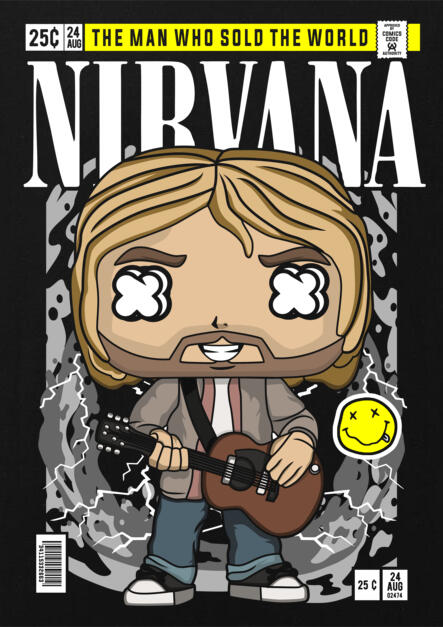 T-Shirt Nirvana Kurt Cobain Pop Culture Black ανδρικά Basic T-Shirts Simple Wear Μπλουζάκια κοντομάνικα