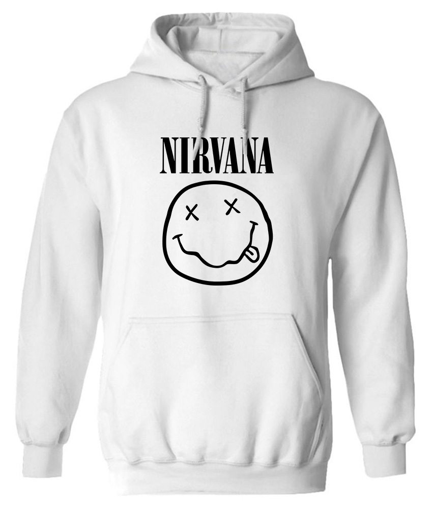 Hoodie Nirvana Logo Album Art Rock Avenue White