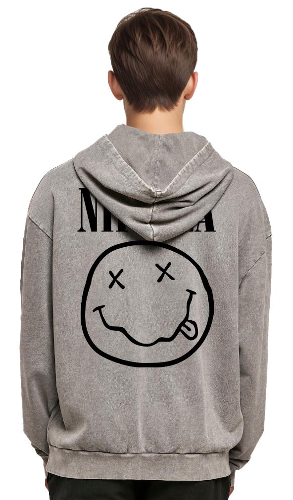 Oversized Premium Hoodie Nirvana Logo Album Art Rock Avenue Asphalt ανδρικά Φούτερ Simple Wear