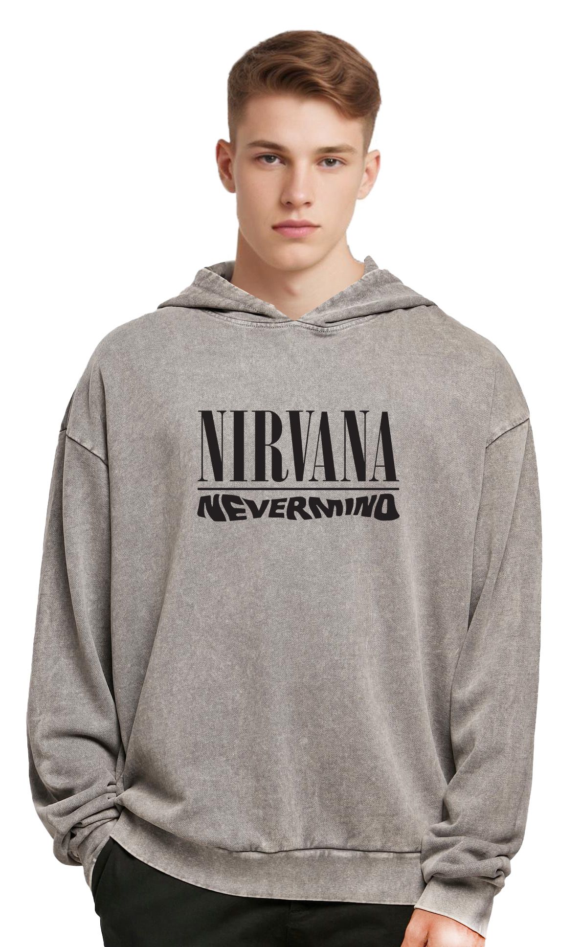 Oversized Premium Hoodie Nirvana Nevermind Rock Avenue Asphalt ανδρικά Φούτερ Simple Wear
