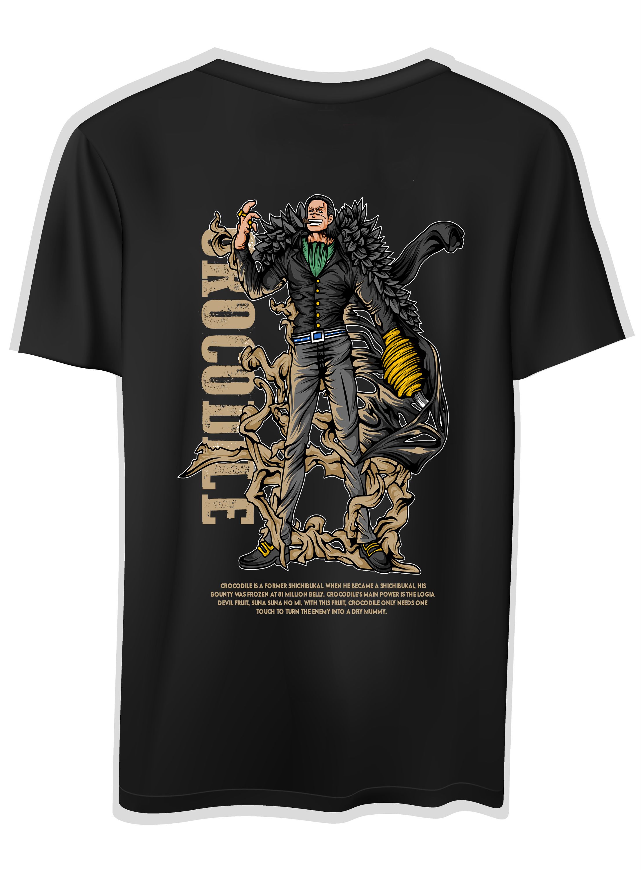 T-Shirt One Piece Crocodile Pop Culture Black