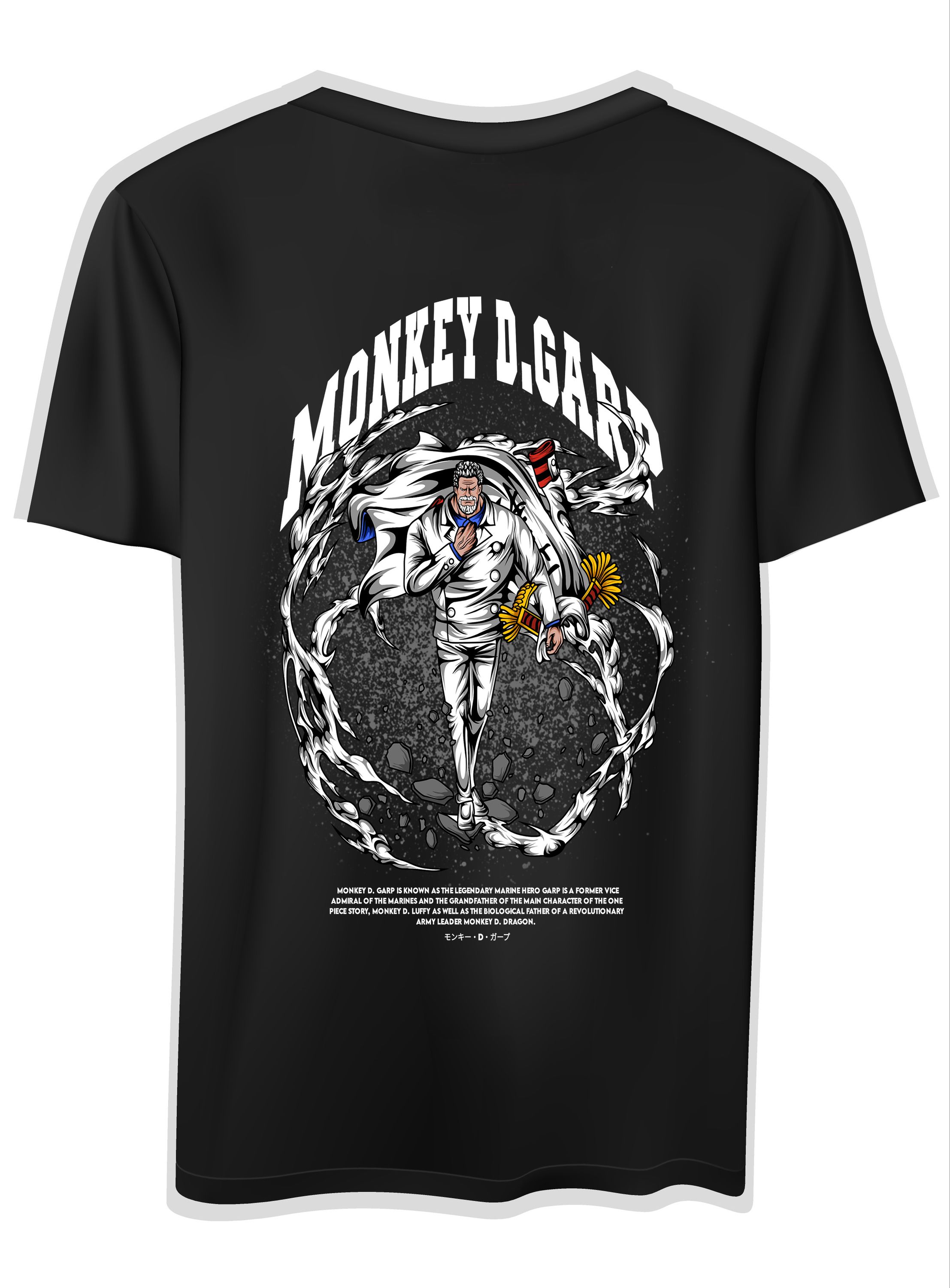 T-Shirt One Piece Garp Pop Culture Black