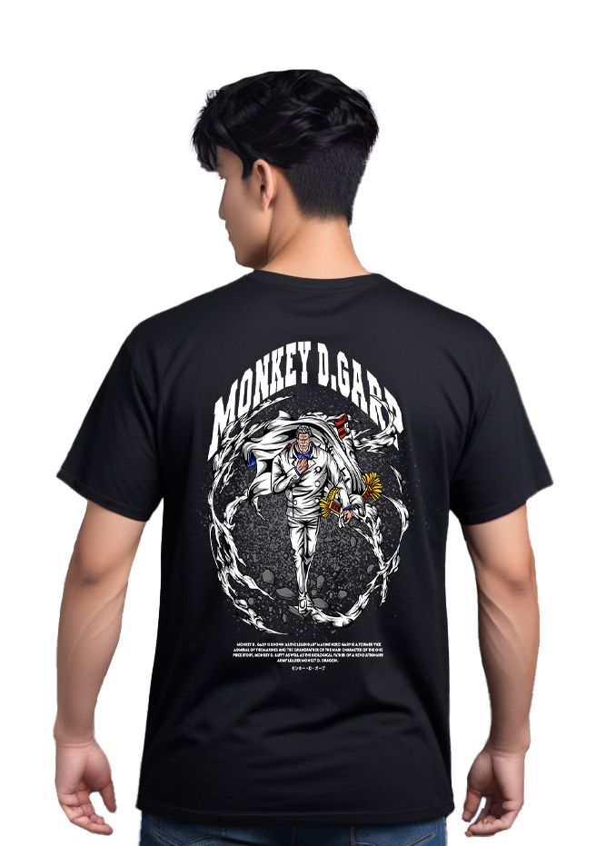 T-Shirt One Piece Garp Pop Culture Black ανδρικά Basic T-Shirts Simple Wear Μπλουζάκια κοντομάνικα