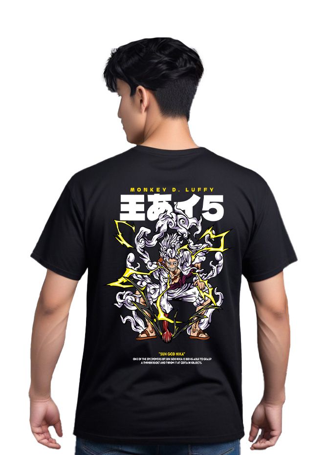 T-Shirt One Piece Luffy Gear 5 Pop Culture Black ανδρικά Basic T-Shirts Simple Wear Μπλουζάκια κοντομάνικα