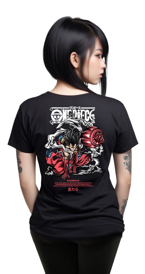 T-Shirt One Piece Luffy Snakeman Pop Culture Black ανδρικά Basic T-Shirts Simple Wear Μπλουζάκια κοντομάνικα