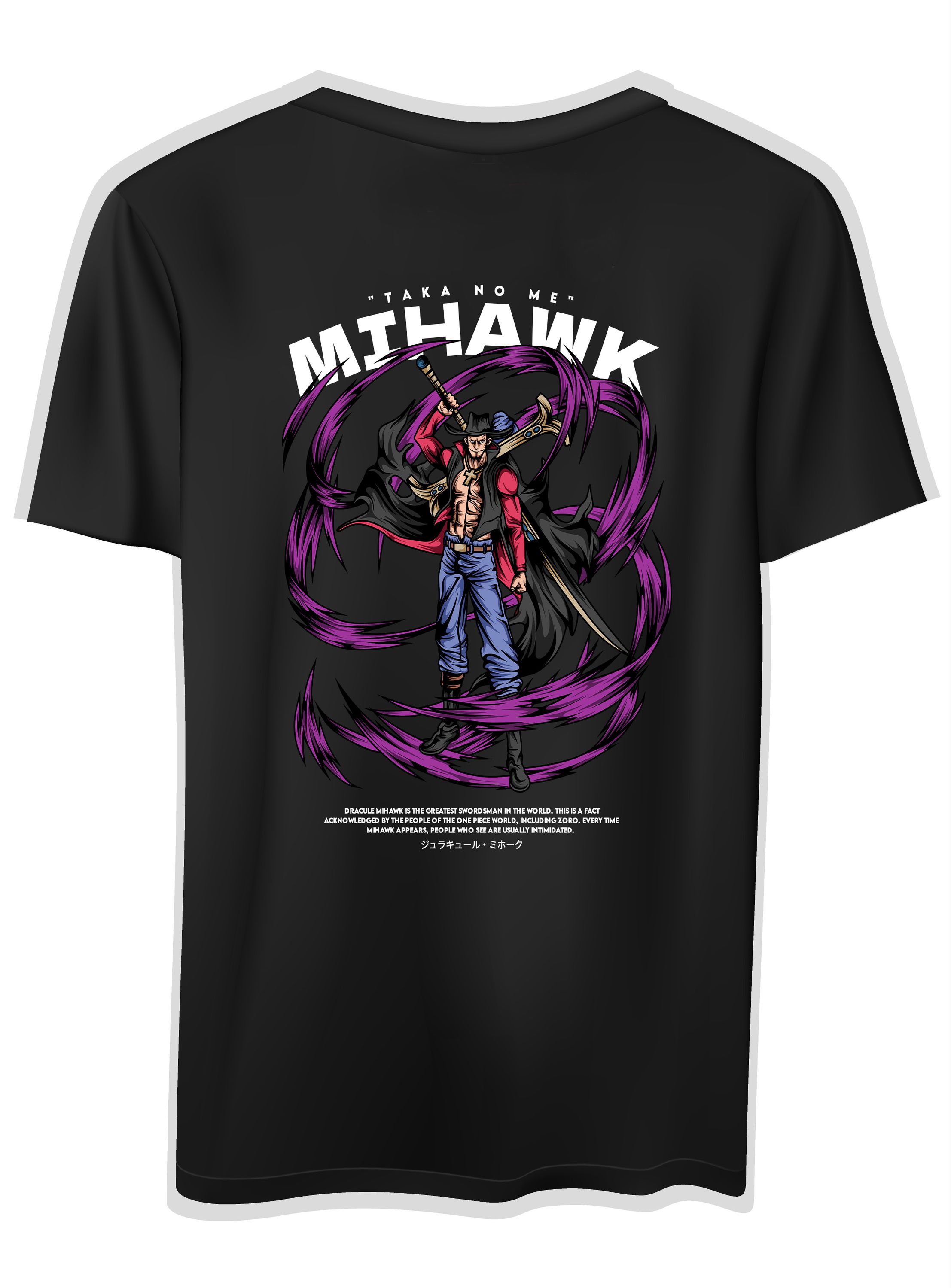 T-Shirt One Piece Mihawk Pop Culture Black