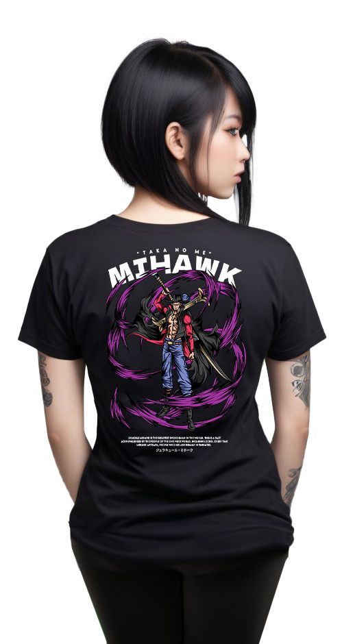 T-Shirt One Piece Mihawk Pop Culture Black ανδρικά Basic T-Shirts Simple Wear Μπλουζάκια κοντομάνικα