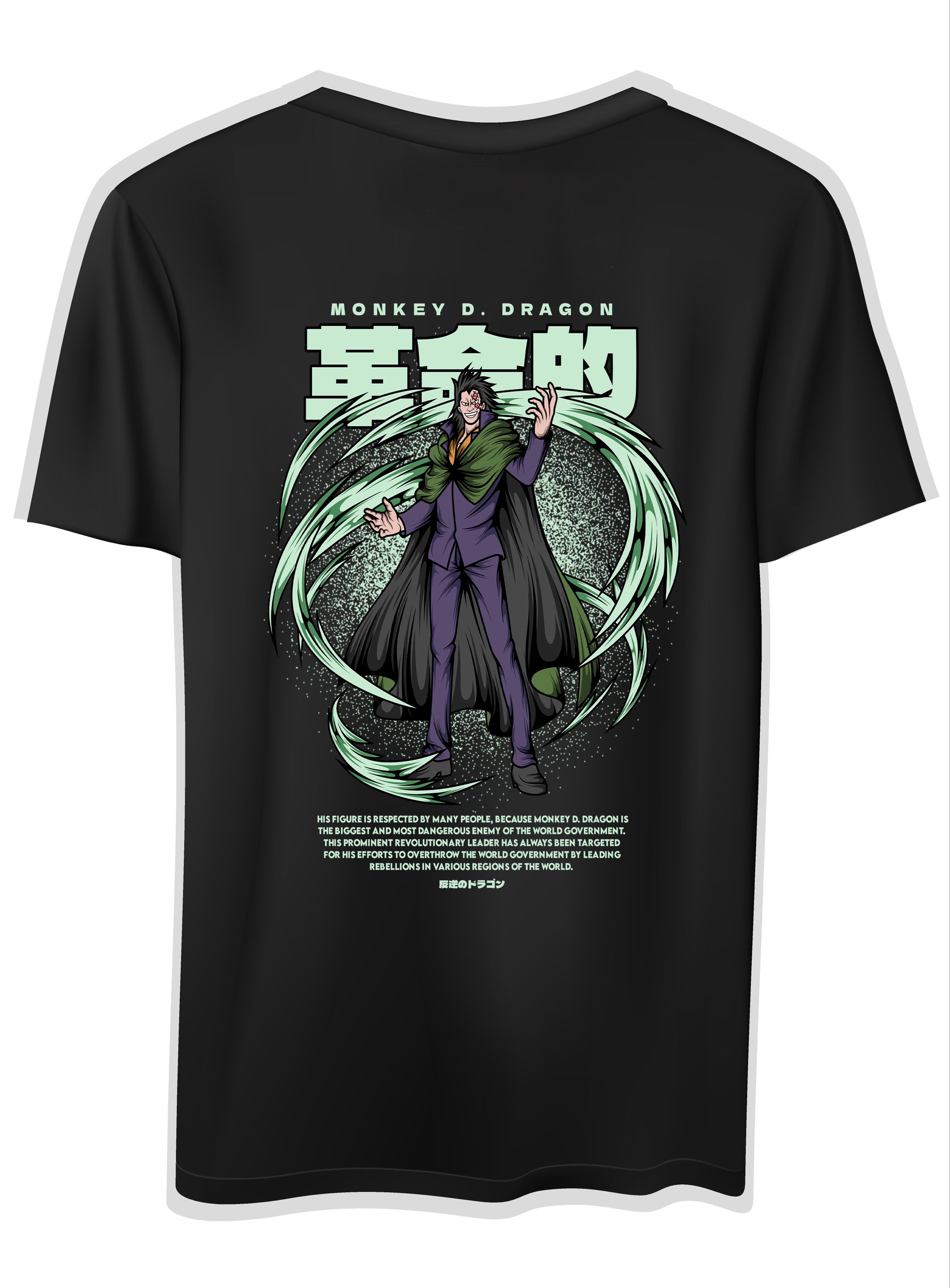 T-Shirt One Piece Monkey D. Dragon Pop Culture Black