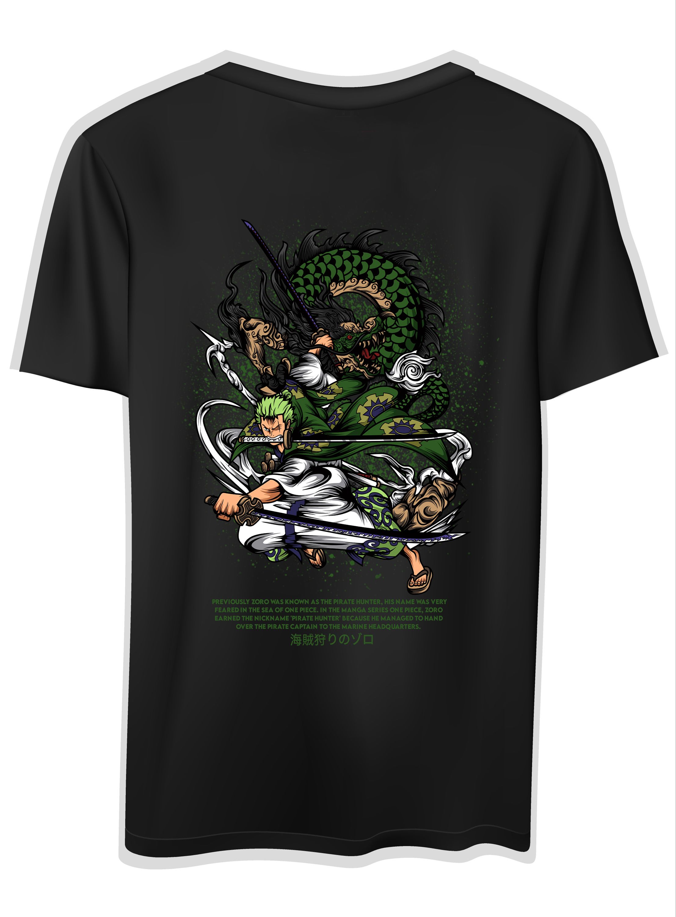 T-Shirt One Piece Roronoa Zoro Pop Culture Black