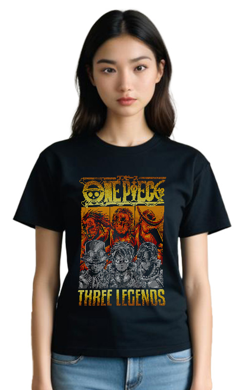 T-Shirt One Piece Three Legends Pop Culture Black ανδρικά Basic T-Shirts Simple Wear Μπλουζάκια κοντομάνικα
