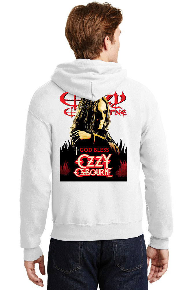 Hoodie Ozzy Osbourne 1 Rock Avenue White ανδρικά Φούτερ Simple Wear