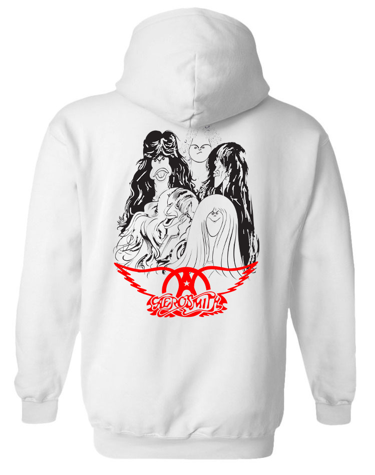 Hoodie Aerosmith Art1 Rock Avenue White