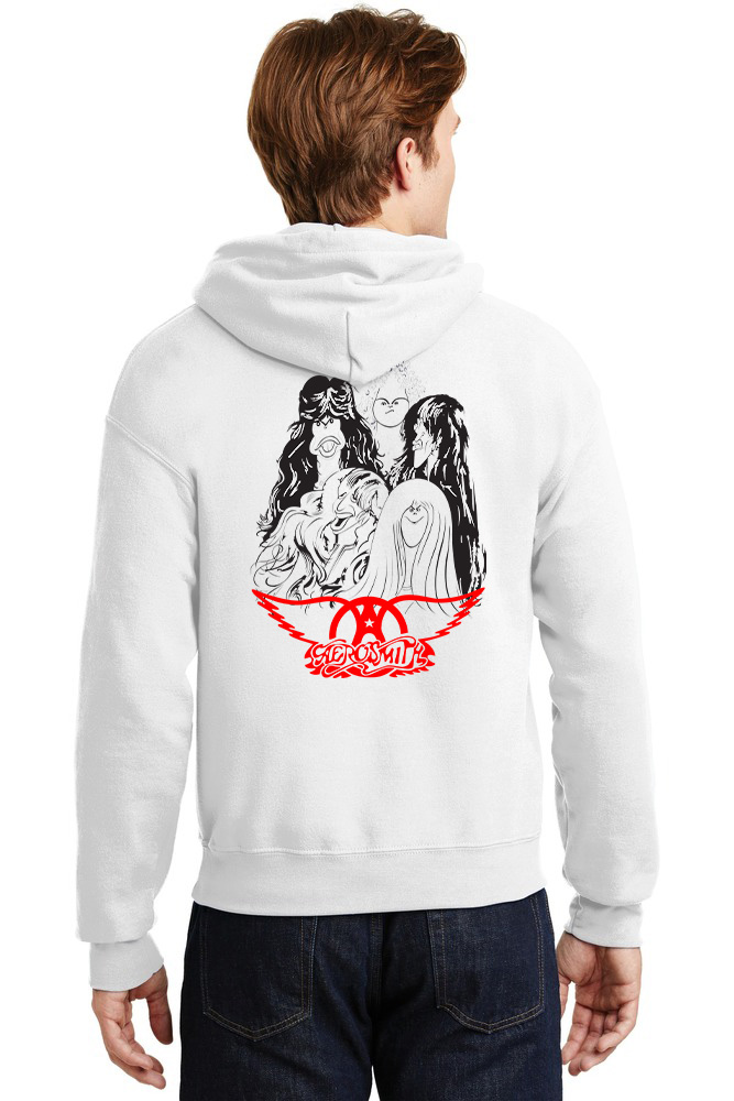 Hoodie Aerosmith Art1 Rock Avenue White ανδρικά Φούτερ Simple Wear