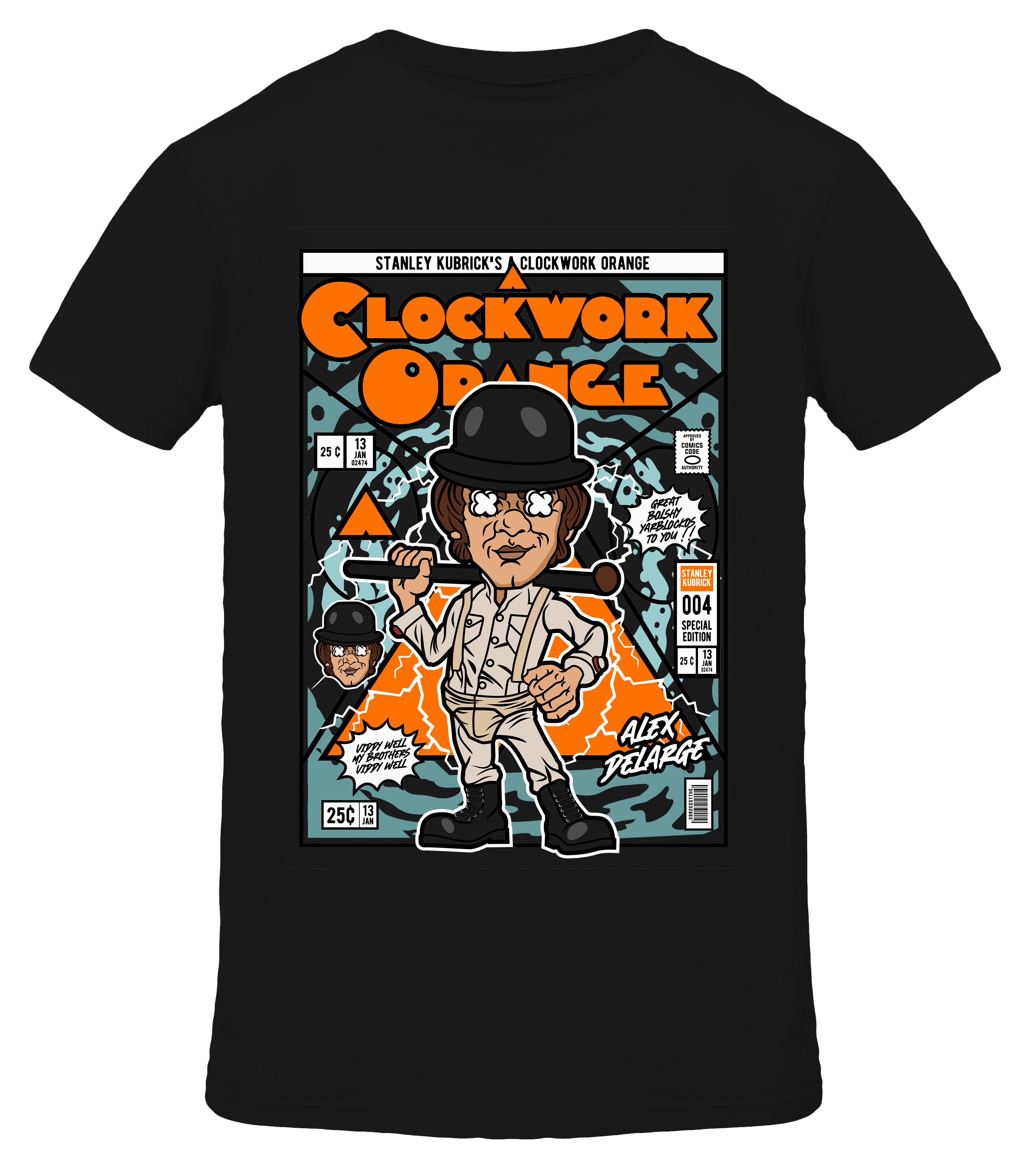 T-Shirt Alex Delarge Clockwork Orange Pop Culture Black
