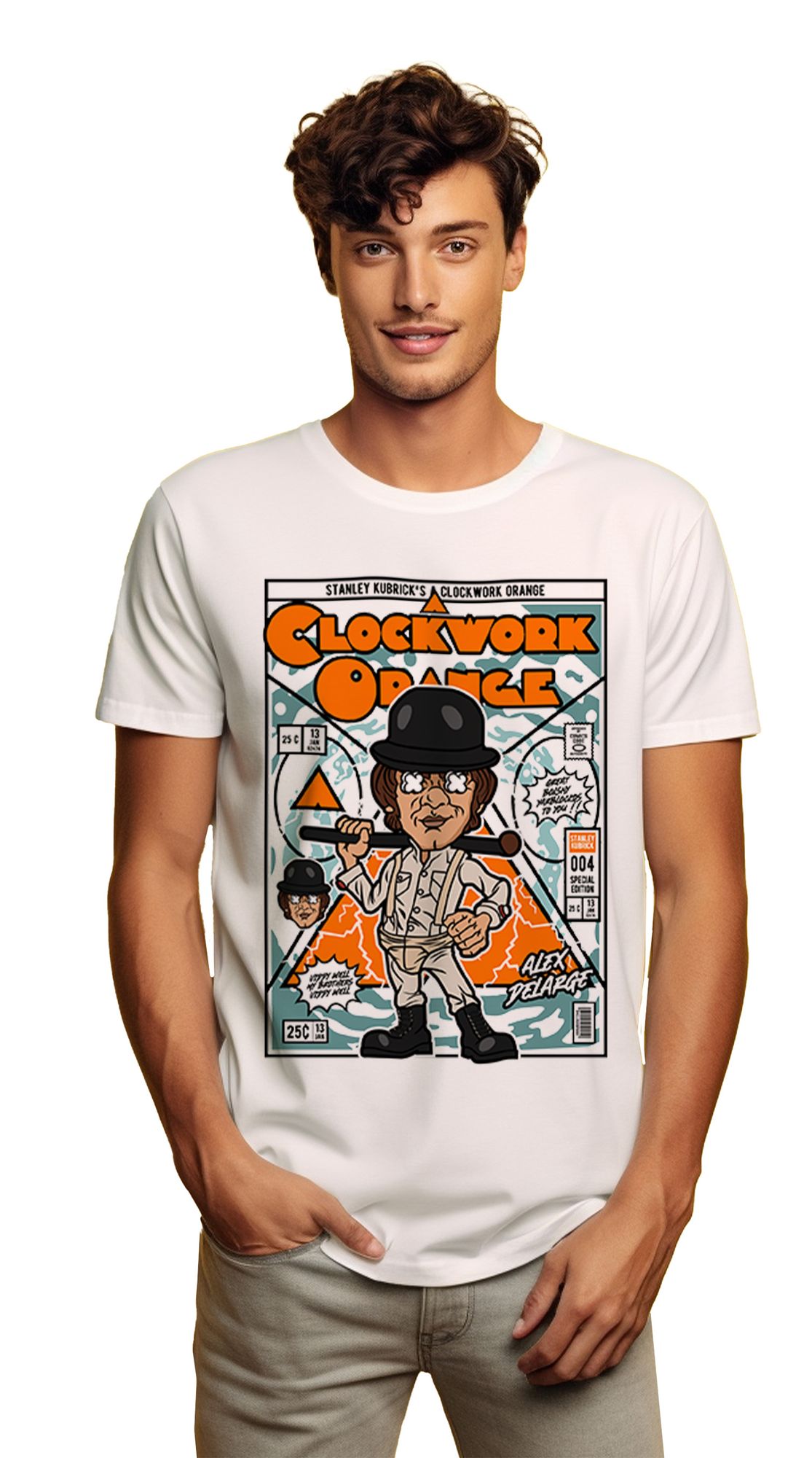 T-Shirt Alex Delarge Clockwork Orange Pop Culture White ανδρικά Basic T-Shirts Simple Wear Μπλουζάκια κοντομάνικα
