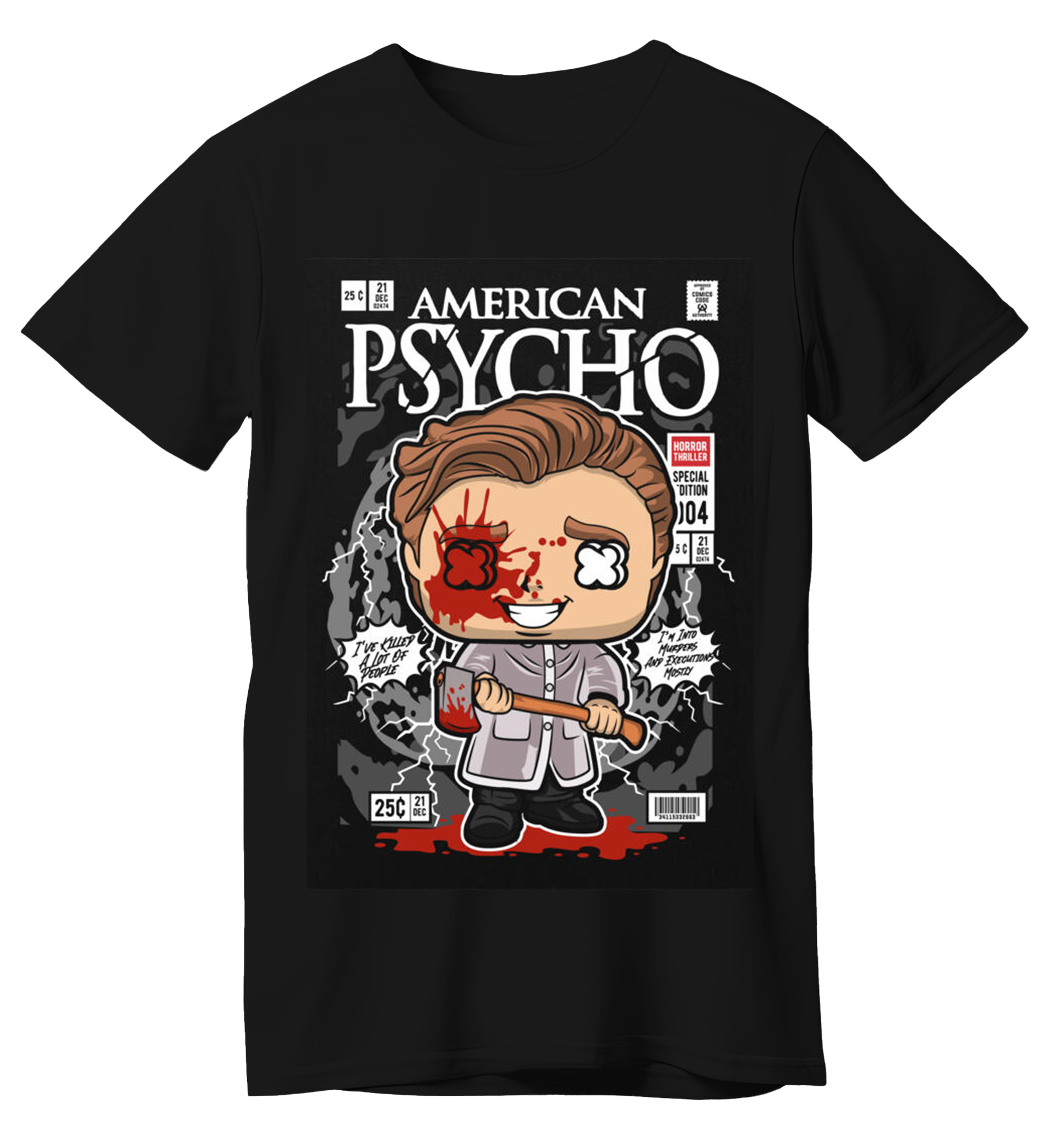 T-Shirt American Psycho Patrick Bateman Pop Culture Black