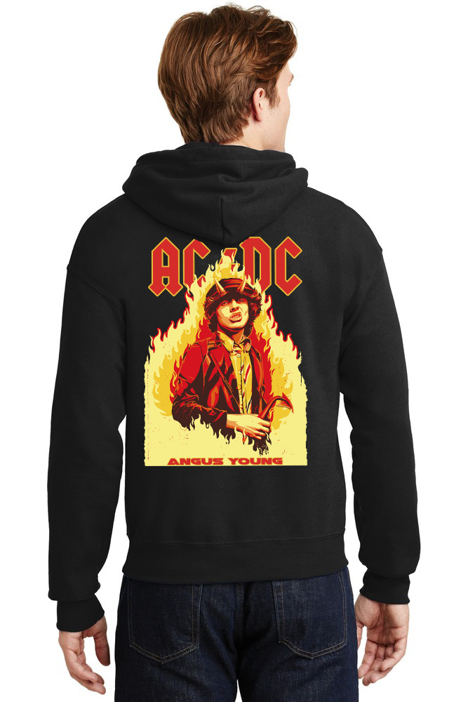 Hoodie Angus Young Art1 Rock Avenue Black ανδρικά Φούτερ Simple Wear