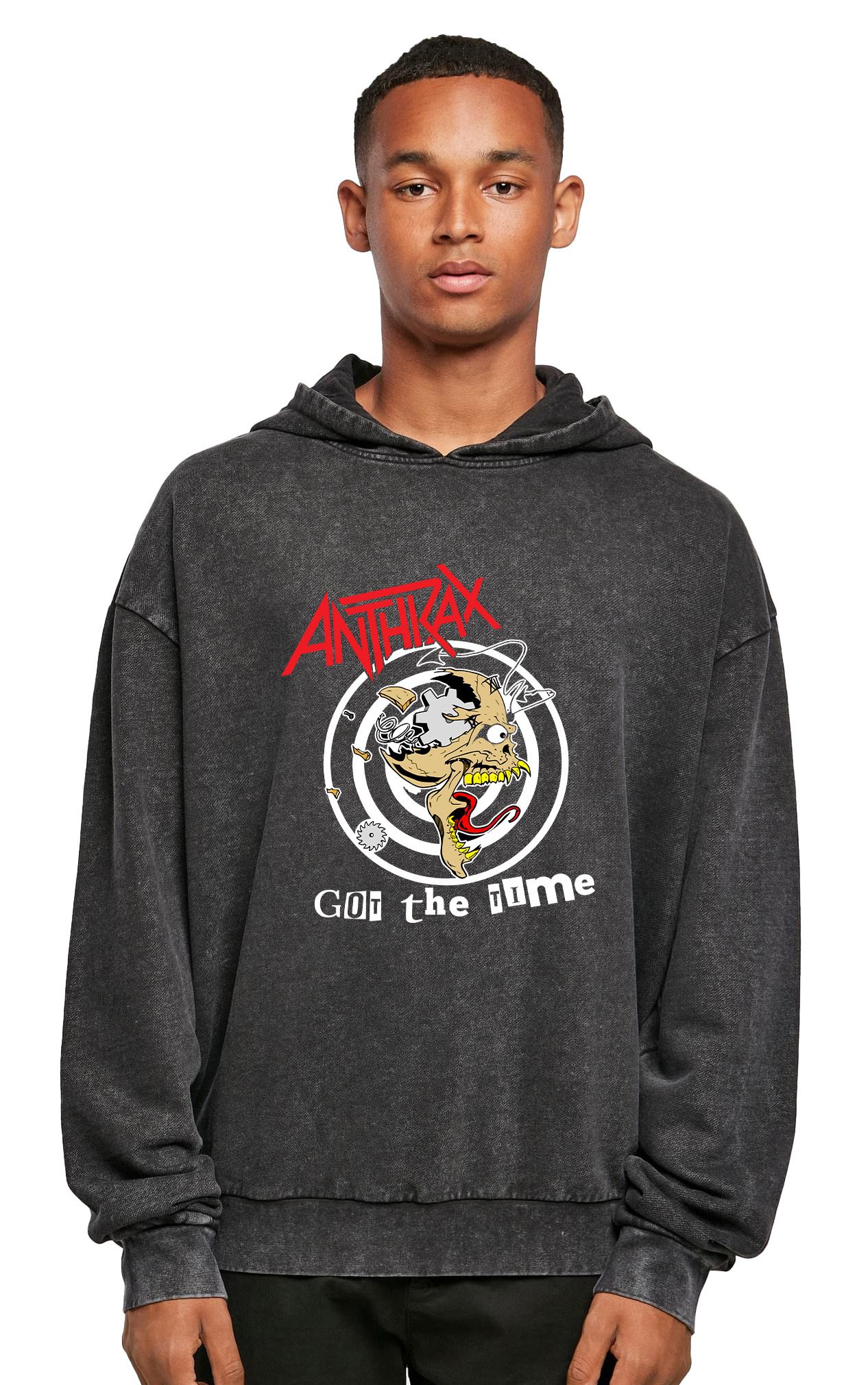 Oversized Premium Hoodie Anthrax Got The Time Rock Avenue Black ανδρικά Φούτερ Simple Wear