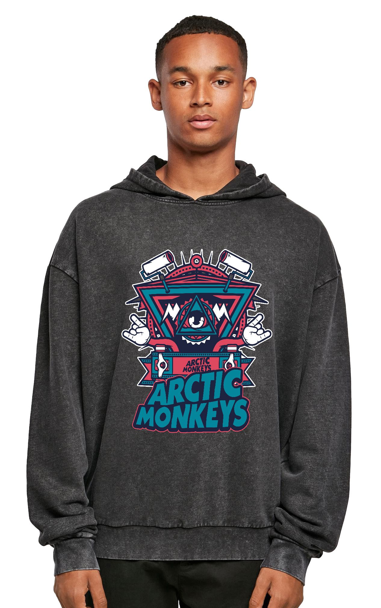Oversized Premium Hoodie Arctic Monkeys Art1 Rock Avenue Black ανδρικά Φούτερ Simple Wear