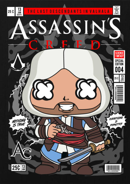 T-Shirt Assasin Creed Pop Culture Black ανδρικά Basic T-Shirts Simple Wear Μπλουζάκια κοντομάνικα