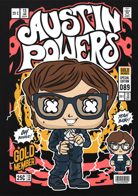 T-Shirt Austin Powers Pop Culture Black ανδρικά Basic T-Shirts Simple Wear Μπλουζάκια κοντομάνικα